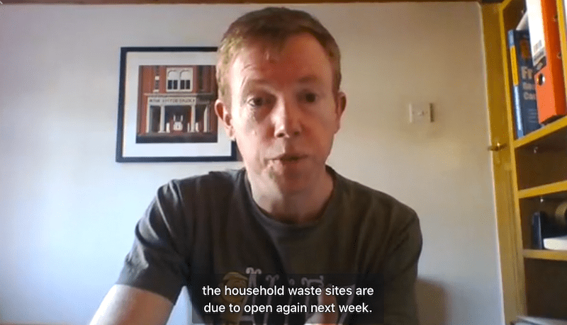 Rob Greenland shares a video update on Household Waste Sites